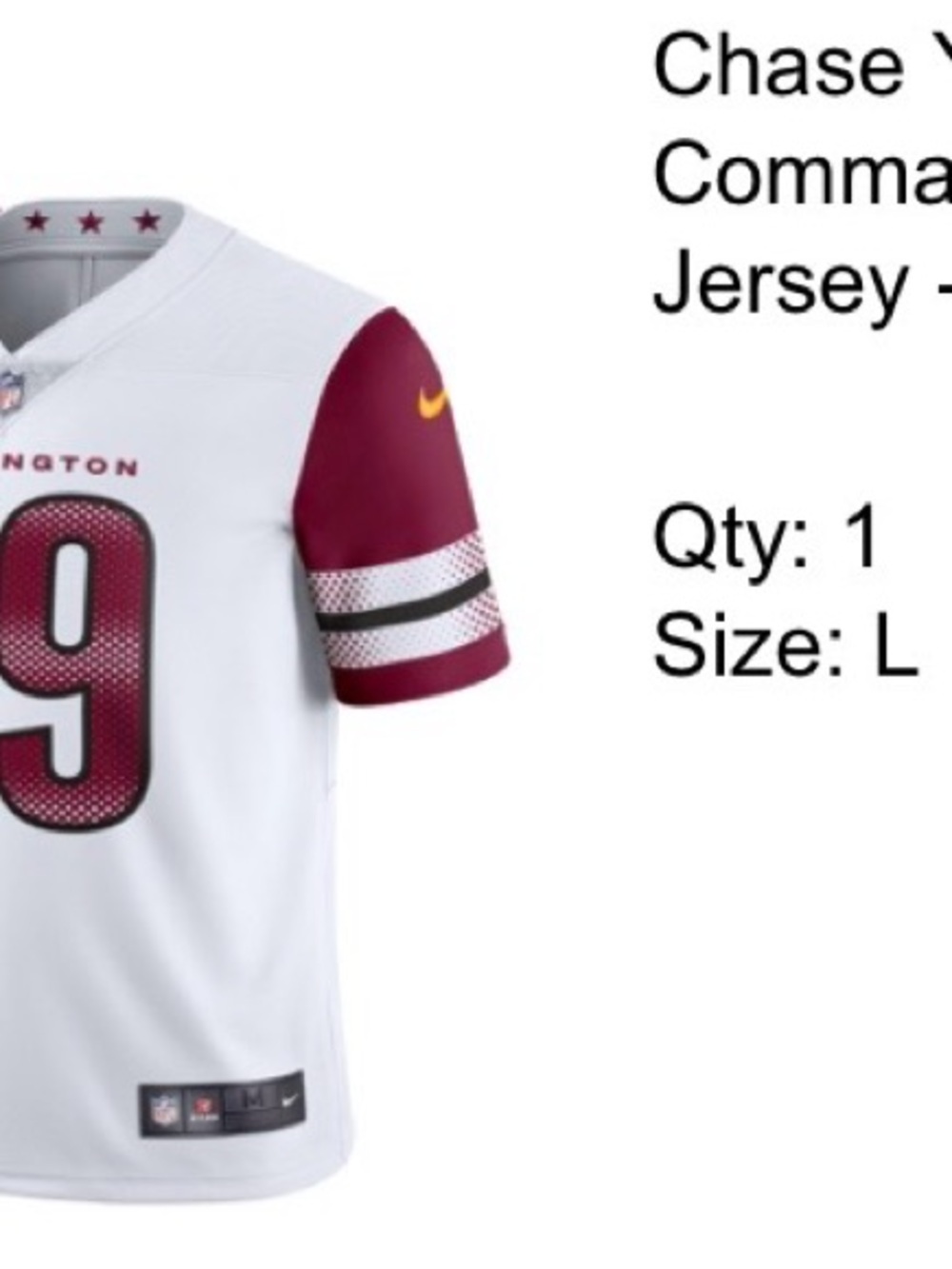 Nike White & Burgundy Football Jersey with Yellow Swoosh